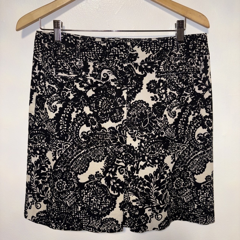 Talbots Skirt Black White Paisley Cottonâ Stretch Size 10 Office Church Pencil